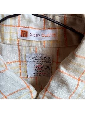 Small Vintage Manhattan Odyssey Collection 1960's Mens Plaid Shirt Oxford Prep